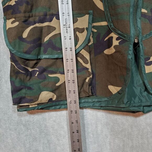 Game Winner Hunting Vest Mens Medium Green Camo Print Military Snap Pocket - Picture 4 of 6